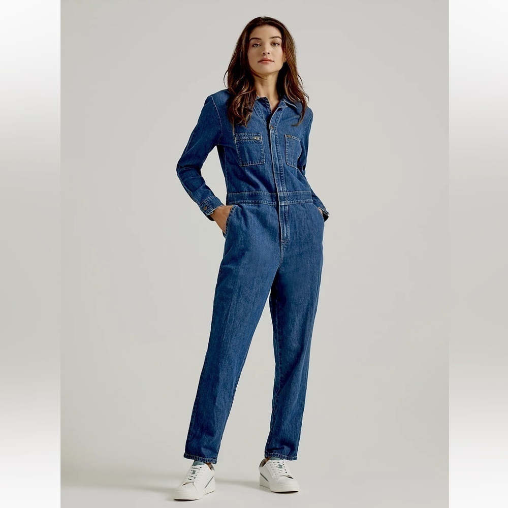FREE PEOPLE LEE UNION-ALLS RETRO DENIM JEAN UTILITY JUMPSUIT ROMPER COVERALL XS